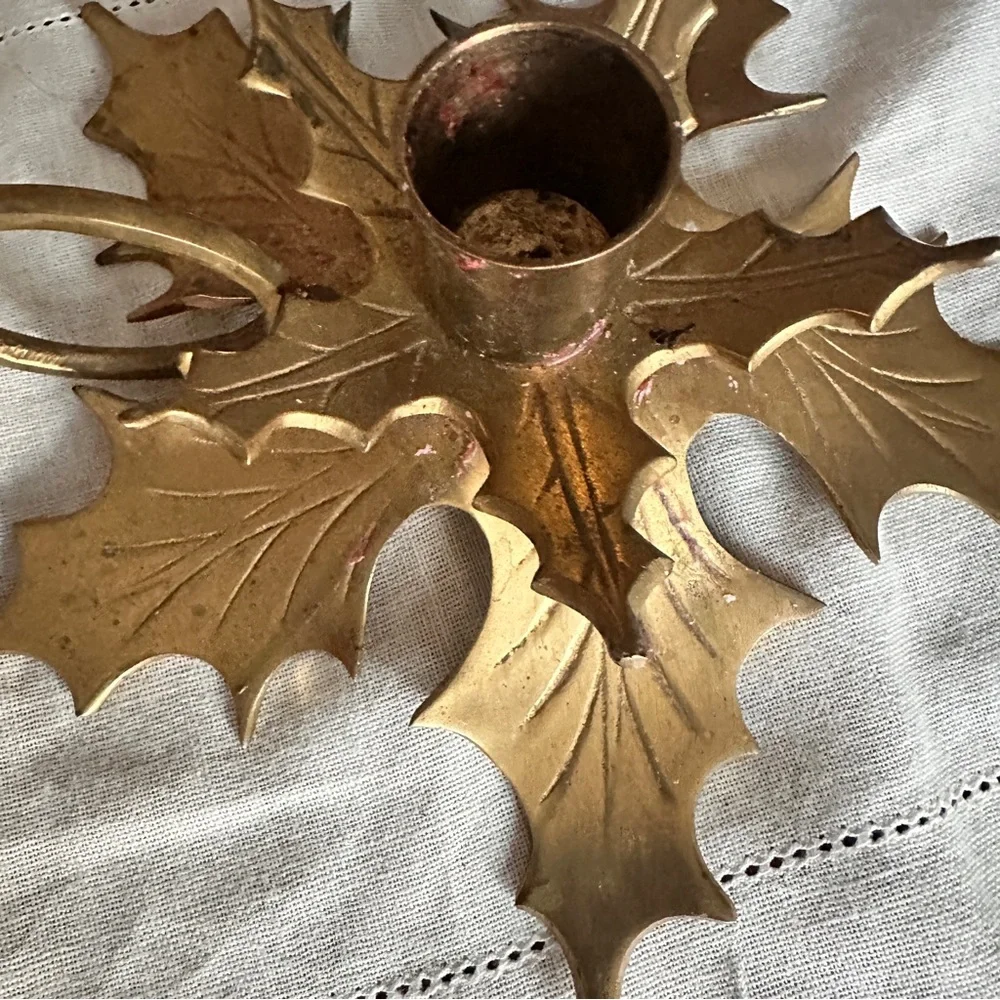 Vintage brass Leaf Candle Holder